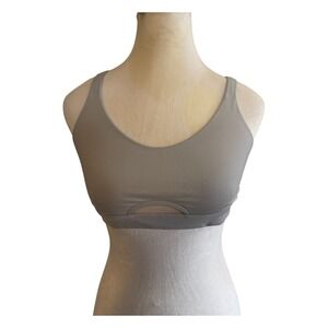 Victoria Sport Sports Bra Womens S Gray Mesh Cutout Criss Cross Straps Active
